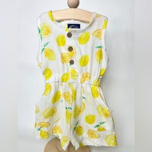 NWOT Lemon Print Sleeveless Romper Dress - Yellow & White
